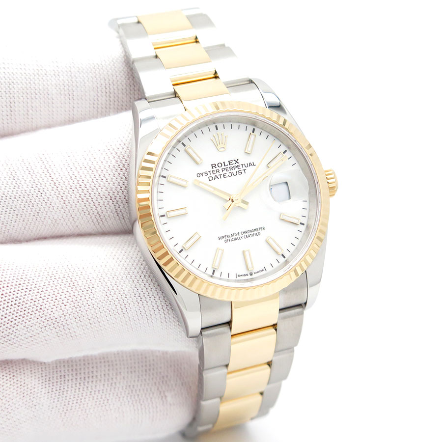 Rolex 126233 Datejust 18K/SS with White Stick Dial on Oyster