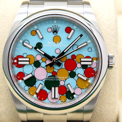 Rolex 124300 Oyster Perpetual 41 with Turquoise Celebration Motif Dial - Image 3