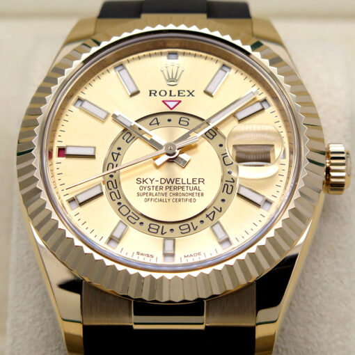 Rolex 326238 Skydweller 18K Yellow Gold with Champagne Dial on Oysterflex - Image 3