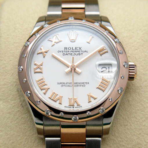 Rolex 278341RBR Datejust 18K/SS with White Roman Dial & Domed Diamond Bezel on Oyster - Image 3