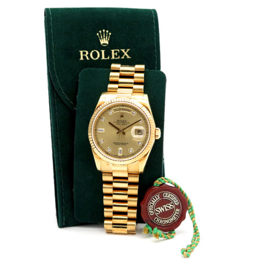 Rolex 118238 Day Date 18K Yellow Gold with Champagne Diamond Dial - Image 2