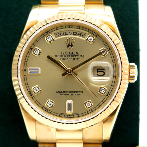 Rolex 118238 Day Date 18K Yellow Gold with Champagne Diamond Dial - Image 3