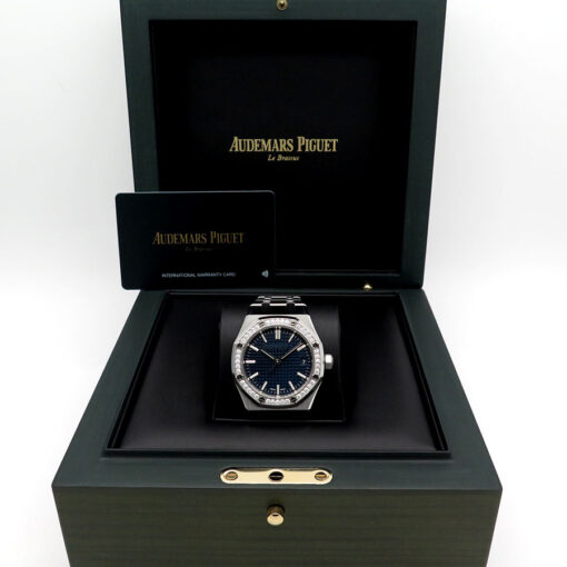Alternative view of Audemars Piguet 15551ST Royal Oak 37mm with Blue Dial and Diamond Bezel