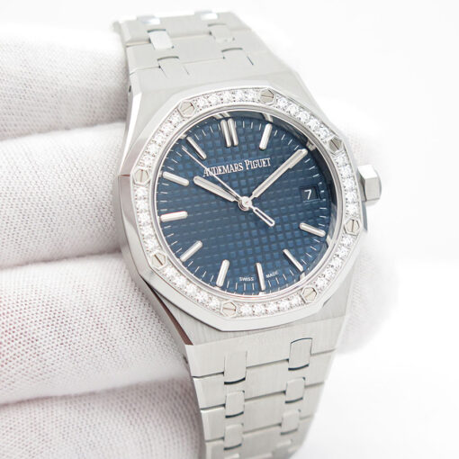Audemars Piguet 15551ST Royal Oak 37mm with Blue Dial and Diamond Bezel