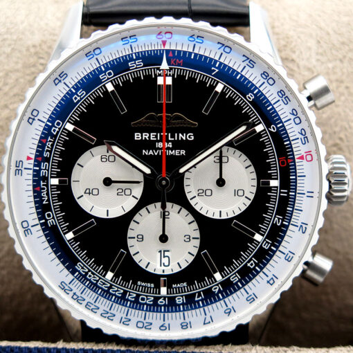Breitling AB0137 Navitimer B01 Chronograph 46mm with Black Dial on Strap - Image 3