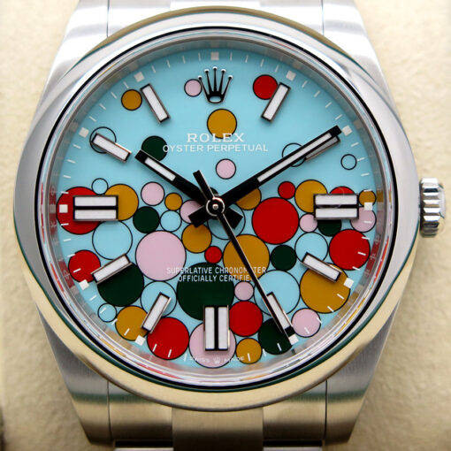 Rolex 124300 Oyster Perpetual 41 with Turquoise Celebration Motif Dial - Image 3