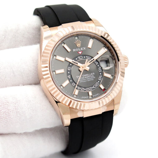 Rolex 336235 Skydweller 18K Rose Gold with Slate Dial on Oysterflex