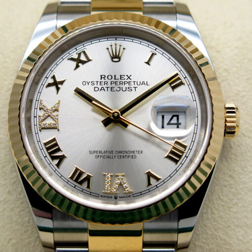Rolex 126233 Datejust 18K/SS with Silver Diamond Roman Dial on Oyster - Image 3