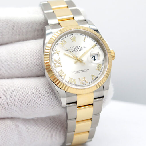 Rolex 126233 Datejust 18K/SS with Silver Diamond Roman Dial on Oyster