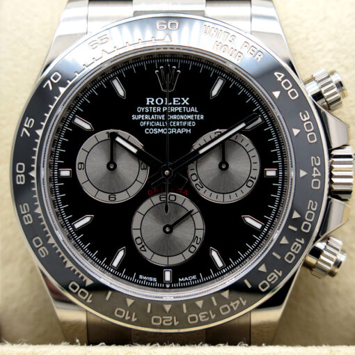 Rolex 126519LN Cosmograph Daytona 18K White Gold with Black Dial on Oysterflex - Image 3