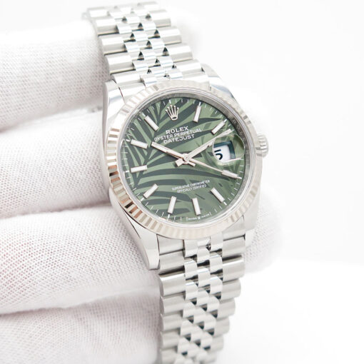 Rolex 126234 Datejust with Olive Green Palm Motif Dial on Jubilee