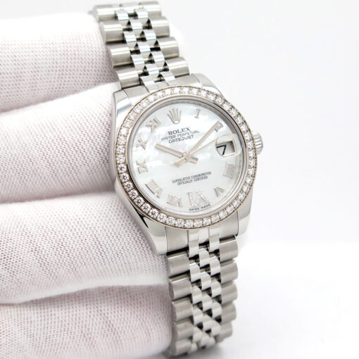 Rolex 178384 Datejust 31 with Mother of Pearl Roman Roman Dial Diamond Bezel on Jubilee