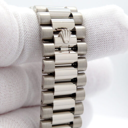 Rolex 228239 Day Date 18K White Gold with Silver Diamond Baguette Dial - Image 7