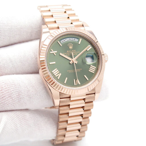 Rolex 228235 Day Date 40 18K Rose Gold with Olive Green Dial