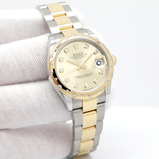 Rolex 278343RBR Datejust 18K/SS with Champagne Diamond Dial / Bezel on Oyster