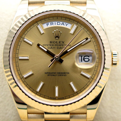 Rolex 228238 Day Date 40 18K Yellow Gold with Champagne Stick Dial - Image 3