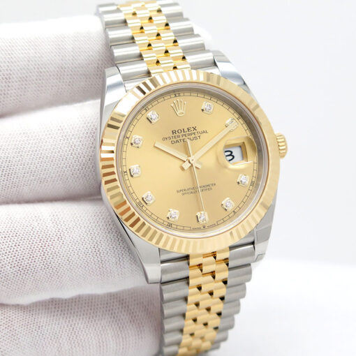 Rolex 126333 Datejust 41 18K/SS with Champagne Diamond Dial on Jubilee