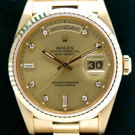 Rolex 18238 Day Date 18K Yellow Gold with Champagne Diamond Dial - Image 3