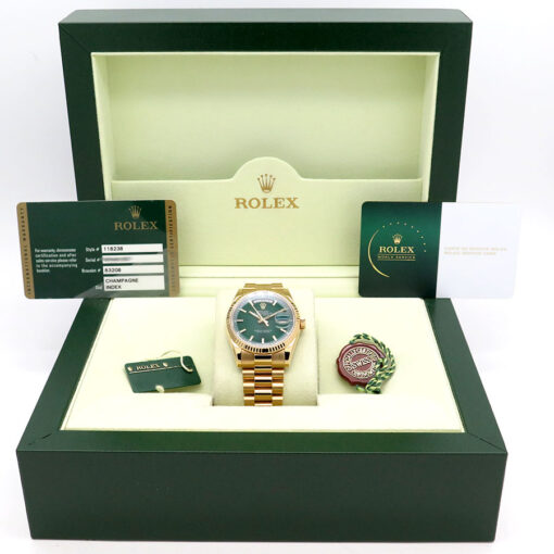 Rolex 118238 Day Date 18K Yellow Gold with Green Dial - Image 2