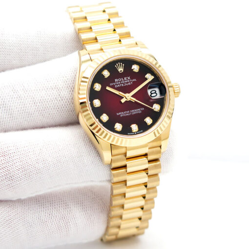Rolex 278278 Datejust 31 Presidential Yellow Gold with Red Ombre Diamond Dial