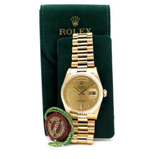 Rolex 18238 Day Date 18K Yellow Gold with Champagne Diamond Dial - Image 2