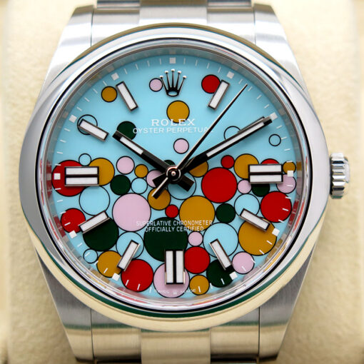 Rolex 124300 Oyster Perpetual 41 with Turquoise Celebration Motif Dial - Image 3