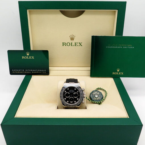 Rolex 116519LN Cosmograph Daytona 18K White Gold with Black Diamond Dial - Image 2