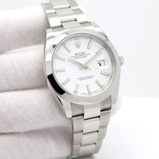 Rolex 126300 Datejust 41 with White Stick Dial on Oyster