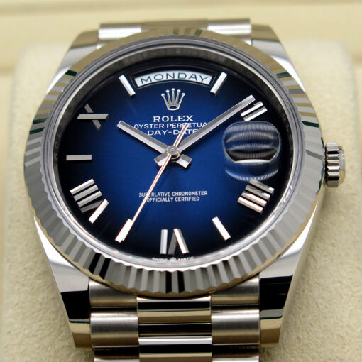 Rolex 228239 Day Date 18K White Gold with Blue Ombre Roman Dial - Image 3