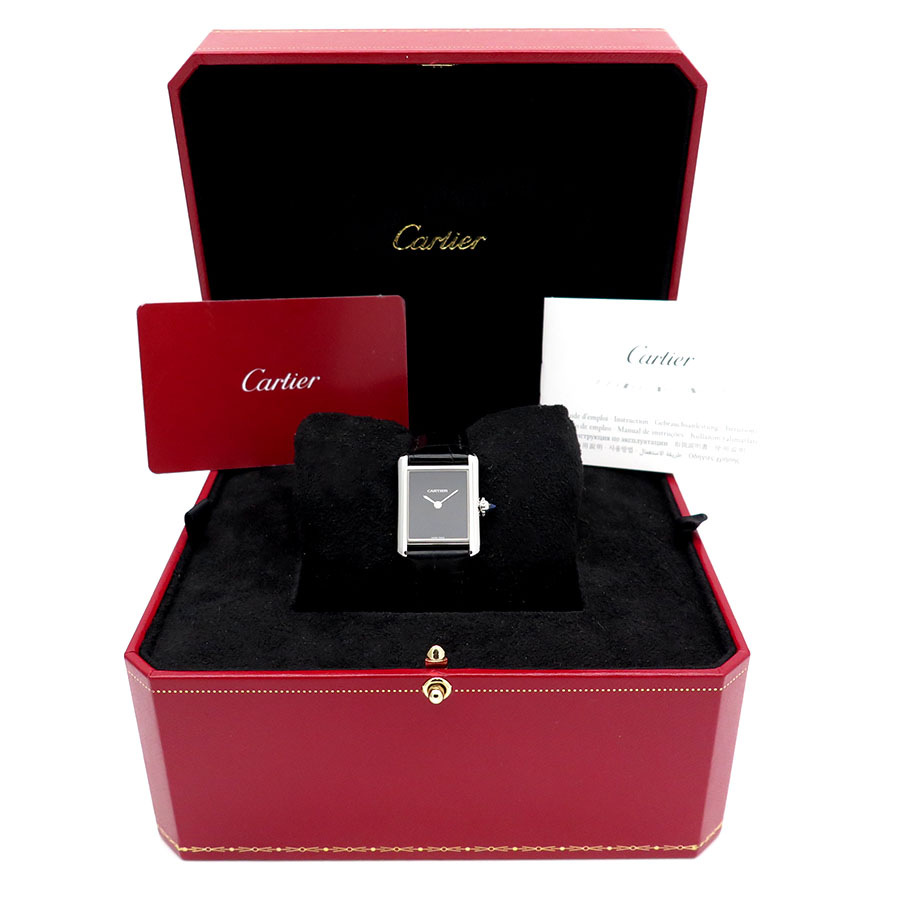 Cartier WSTA0071 Tank Must Small Quartz with Black Dial - DavidSW