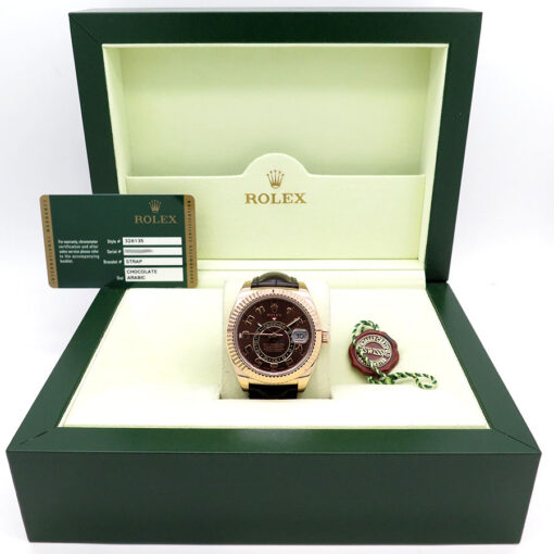Rolex 326135 Skydweller 18K Rose Gold with Chocolate Arabic Dial - Image 2