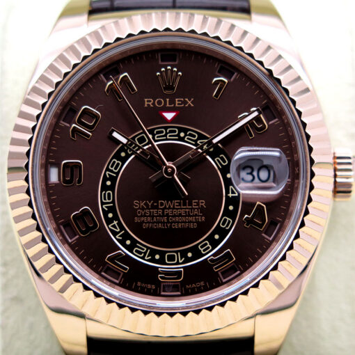 Rolex 326135 Skydweller 18K Rose Gold with Chocolate Arabic Dial - Image 3
