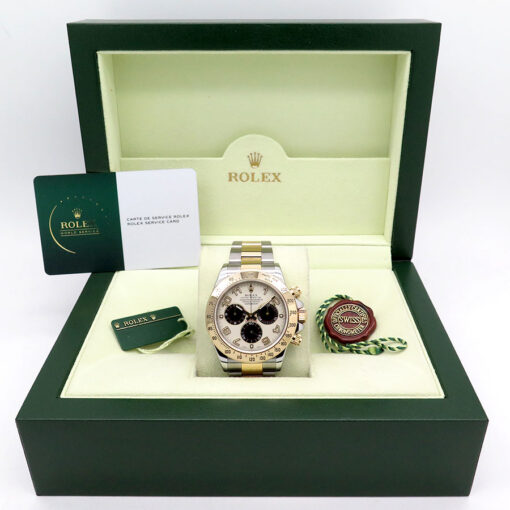 Rolex 116523 Cosmograph Daytona 18K/SS with Ivory Arabic Dial - Image 2