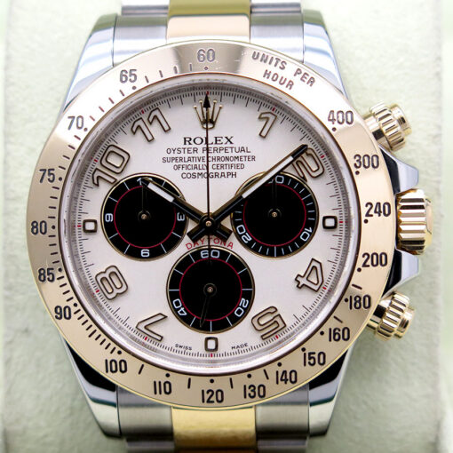 Rolex 116523 Cosmograph Daytona 18K/SS with Ivory Arabic Dial - Image 3