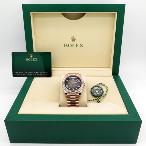 Rolex 228345RBR Day Date 40 18K Rose Gold with Slate Ombre Roman Dial and Diamond Bezel - Image 2