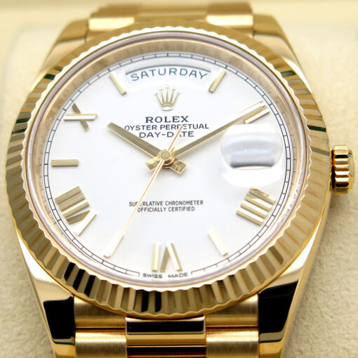 Rolex 228238 Day Date 40 18K Yellow Gold with White Roman Dial - Image 3
