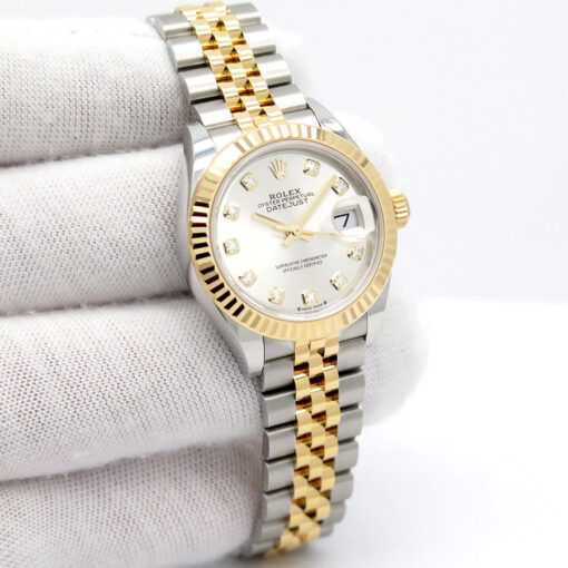 Rolex 279173 Datejust 18K/SS with Silver Diamond Dial on Jubilee