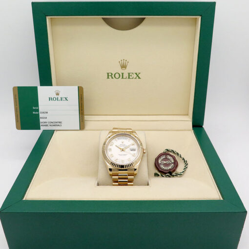 Rolex 218238 Day Date II 18K Yellow Gold with Ivory Concentric Arabic Dial - Image 2
