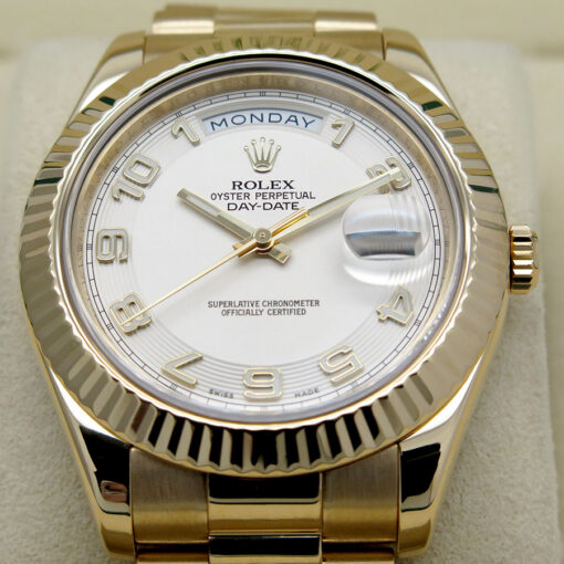 Rolex 218238 Day Date II 18K Yellow Gold with Ivory Concentric Arabic Dial - Image 3
