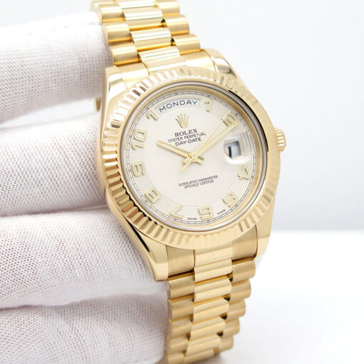 Rolex 218238 Day Date II 18K Yellow Gold with Ivory Concentric Arabic Dial