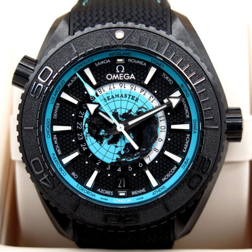 Omega Seamaster Planet Ocean Worldtimer GMT Black Ceramic & Turquoise (New Model) - Image 3