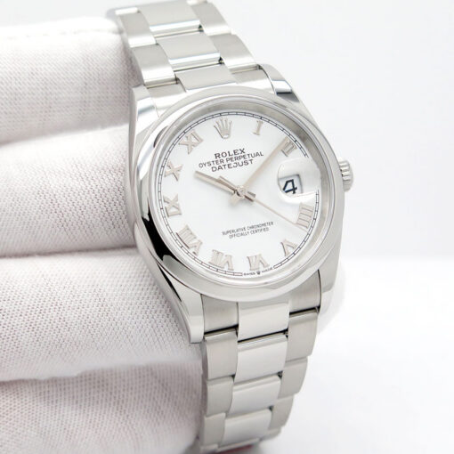 Rolex 126200 Datejust with White Roman Dial on Oyster