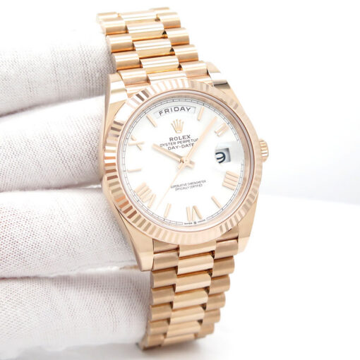 Rolex 228235 Day Date 40 18K Rose Gold with White Roman Dial