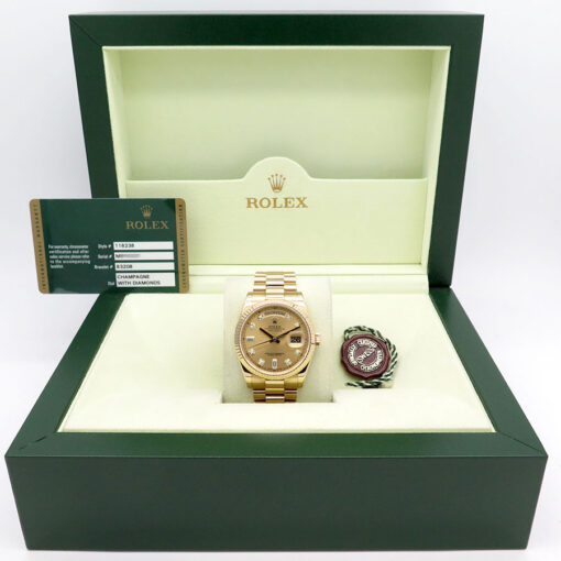 Rolex 118238 Day Date 18K Yellow Gold with Champagne Diamond Dial - Image 2