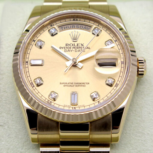 Rolex 118238 Day Date 18K Yellow Gold with Champagne Diamond Dial - Image 3