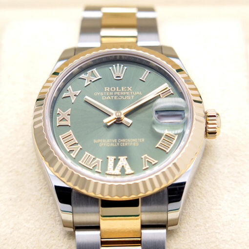 Rolex 278273 Datejust 18K/SS with Olive Green Roman Diamond "VI" Dial on Oyster - Image 3
