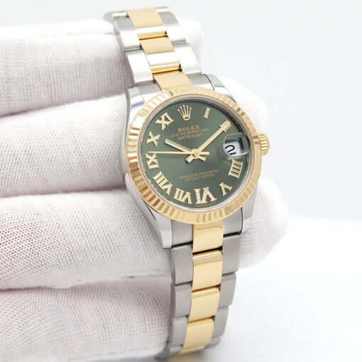Rolex 278273 Datejust 18K/SS with Olive Green Roman Diamond "VI" Dial on Oyster