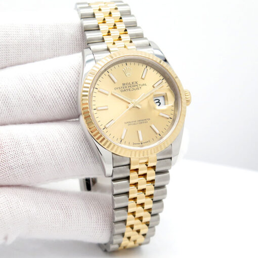 Rolex 126233 Datejust 18K/SS with Champagne Stick Dial on Jubilee
