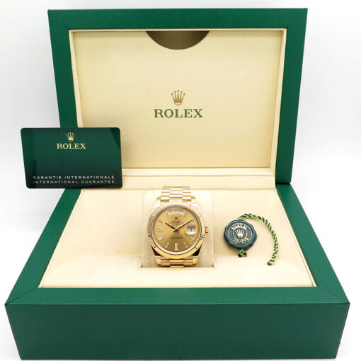 Rolex 228238 Day Date 40 18K Yellow Gold with Champagne Baguette Diamond Dial - Image 2