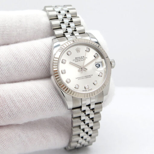 Rolex 178274 Datejust with Silver Diamond Dial on Jubilee